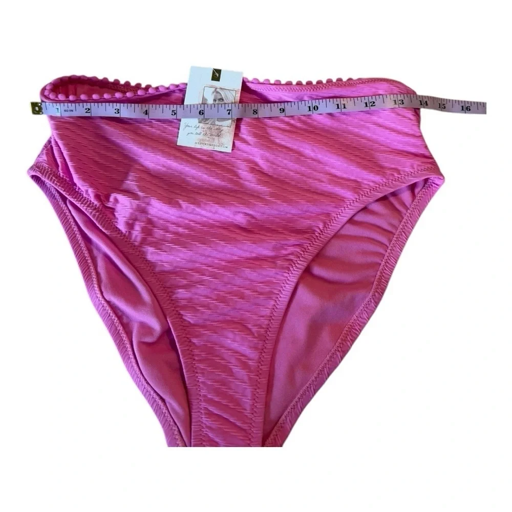 Jessica Simpson Pink Textured High Cut High Waist Bikini Separate NEW Size M